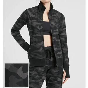 Athleta Womens Triumph Full Zip Black Camo Jacket Size Medium